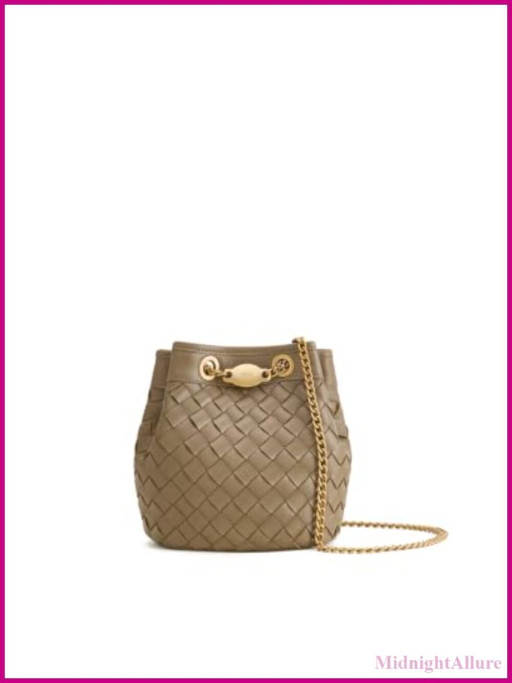 Hand-Woven Bucket Bag Vegan Leather Crossbody Shoulder Bag